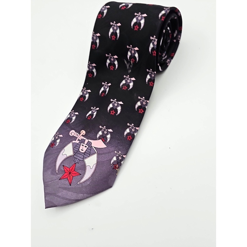 Steven Harris Egyptian Pharaoh Shriner Men's Neck Tie Black Red Sword Star 60"